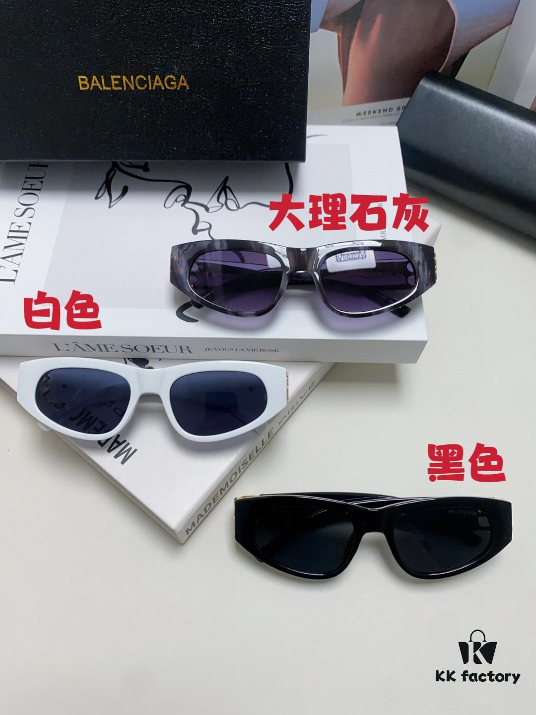 Balenciaga Black Sunglasses Double B Streetwear Women's Summer Sunglasses Ins 2024 New Hip-Hop Retro Fashion High-End UV Protection Eyewear