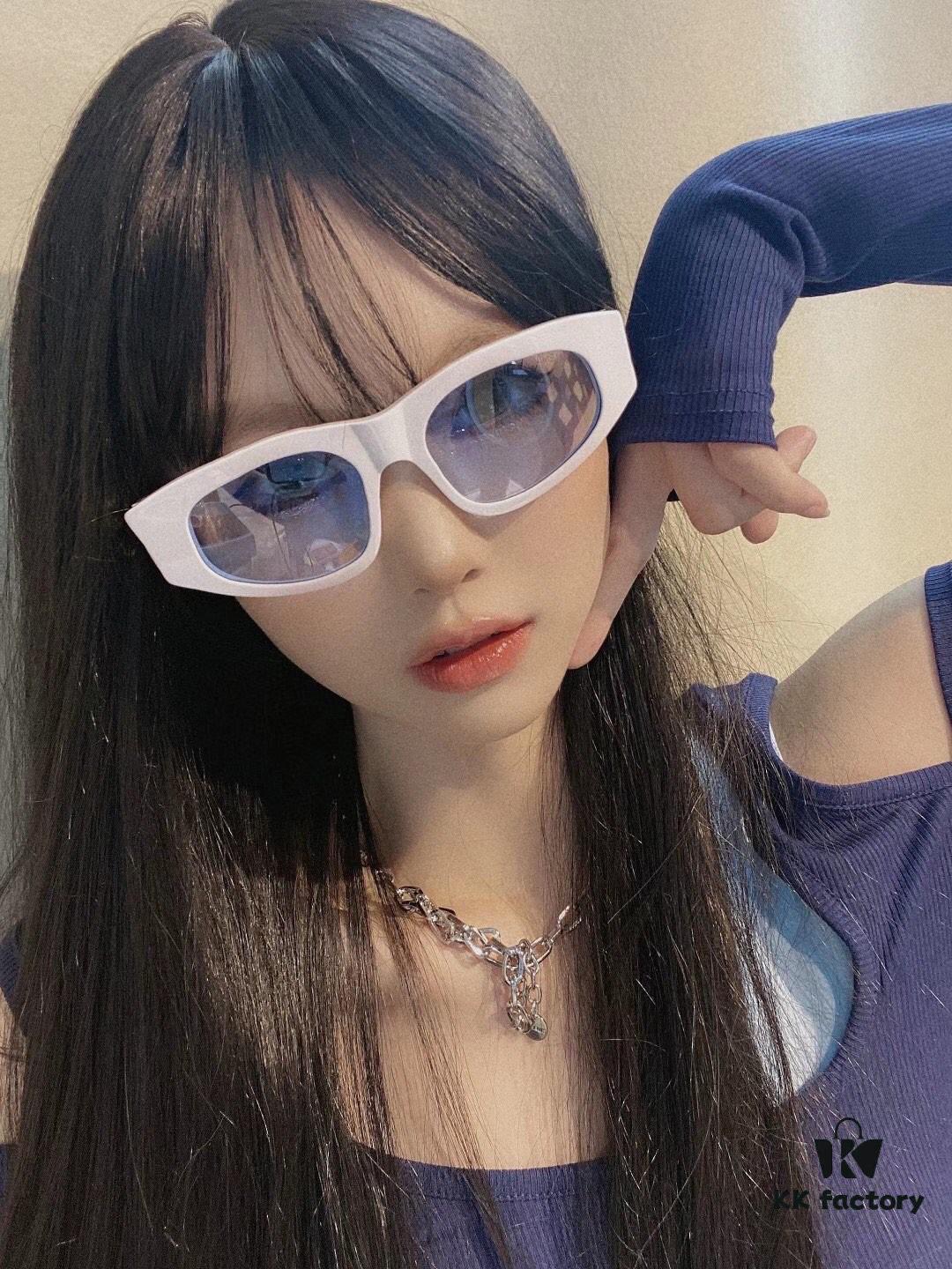 Balenciaga Black Sunglasses Double B Streetwear Style Women's Summer Sun Glasses Ins 2024 New Hip-Hop Retro Fashion High-End UV Protection Sunglasses