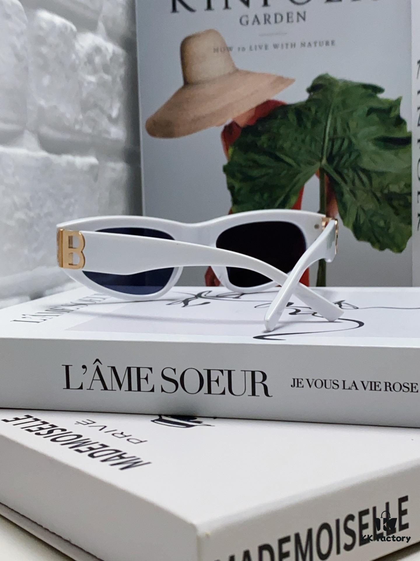 Balenciaga Black Sunglasses Double B Streetwear Style Women's Summer Sun Glasses Ins 2024 New Hip-Hop Retro Fashion High-End UV Protection Sunglasses