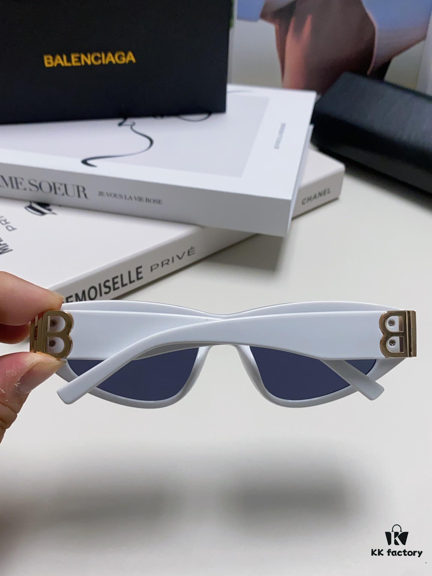 Balenciaga Black Sunglasses Double B Streetwear Style Women's Summer Sun Glasses Ins 2024 New Hip-Hop Retro Fashion High-End UV Protection Sunglasses