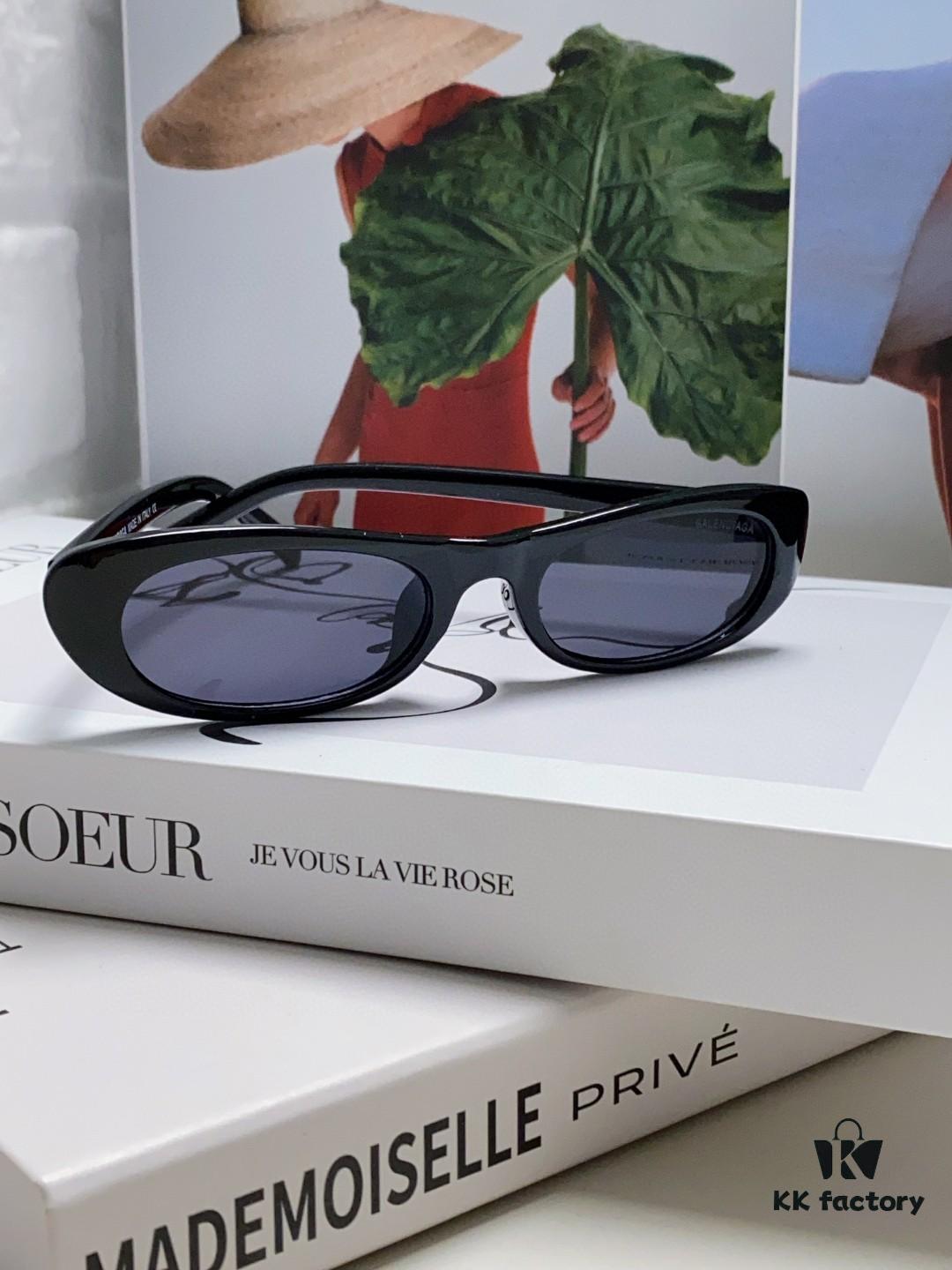 Balenciaga Retro Small Oval Sunglasses for Men, Minimalist Fashionable Unisex Eyewear, Trendy Narrow Frame Sun Glasses That Flatter the Face