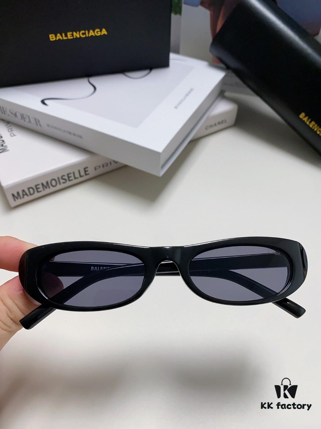 Balenciaga Retro Small Oval Sunglasses for Men, Minimalist Fashionable Unisex Eyewear, Trendy Narrow Frame Sun Glasses That Flatter the Face