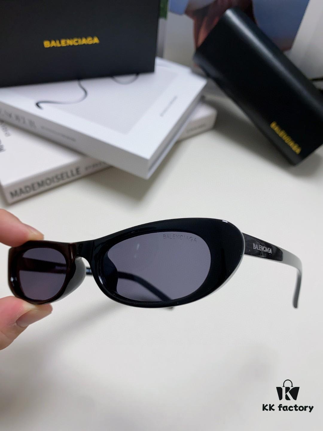 Balenciaga Retro Small Oval Sunglasses for Men, Minimalist Fashionable Unisex Eyewear, Trendy Narrow Frame Sun Glasses That Flatter the Face