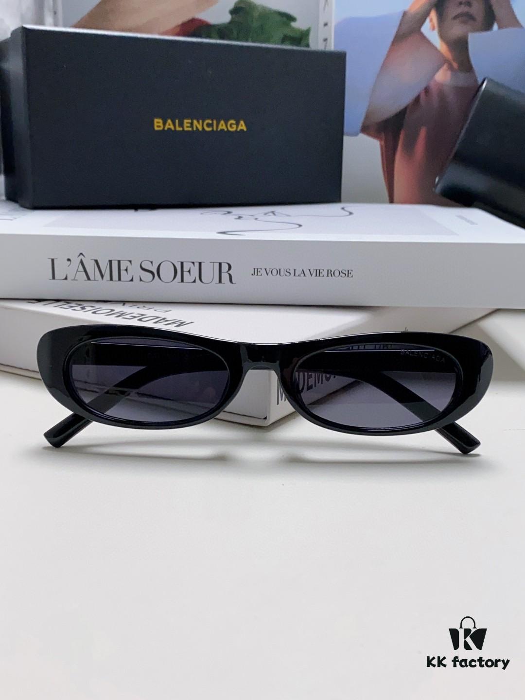 Balenciaga Retro Small Oval Sunglasses for Men, Minimalist Fashionable Unisex Eyewear, Trendy Narrow Frame Sun Glasses That Flatter the Face
