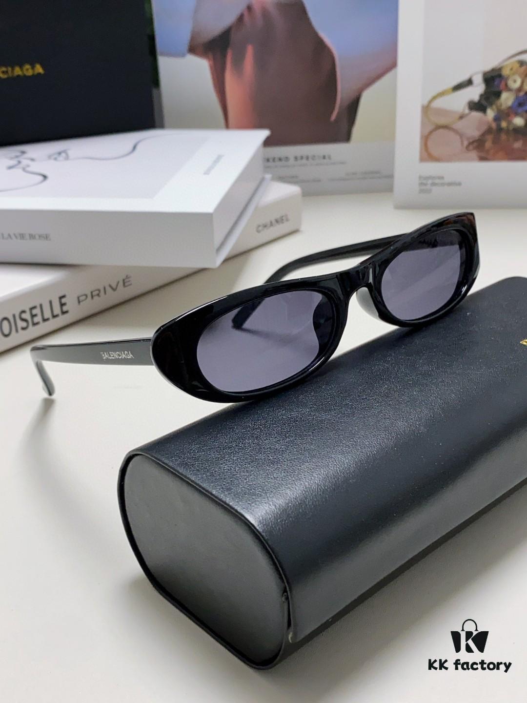 Balenciaga Retro Small Oval Sunglasses for Men, Minimalist Fashionable Unisex Eyewear, Trendy Narrow Frame Sun Glasses That Flatter the Face