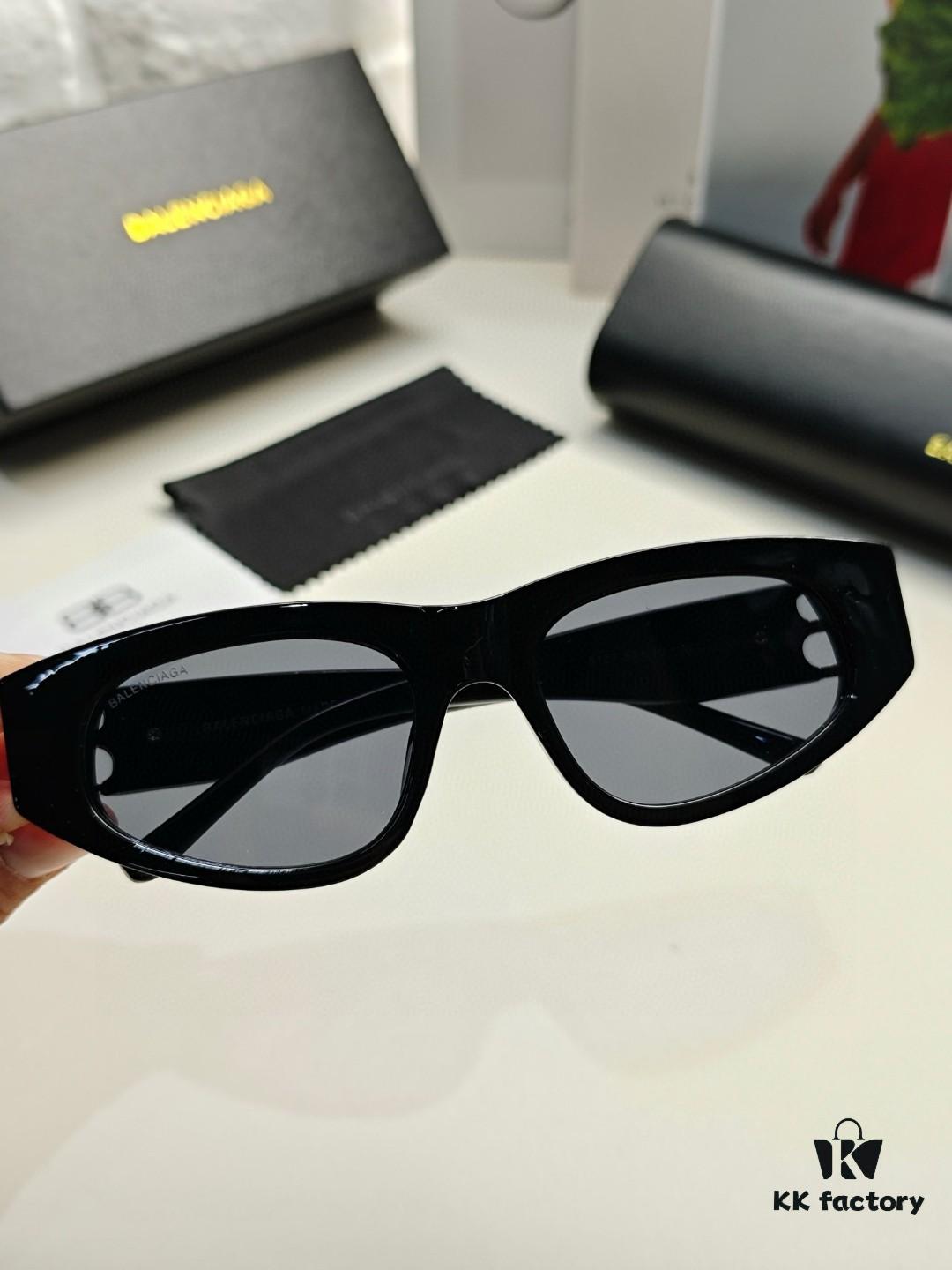 Balenciaga Black Sunglasses Double B Streetwear Women's Summer Sun Glasses Ins 2024 New Hip-Hop Retro Fashion High-End UV Protection Sunglasses
