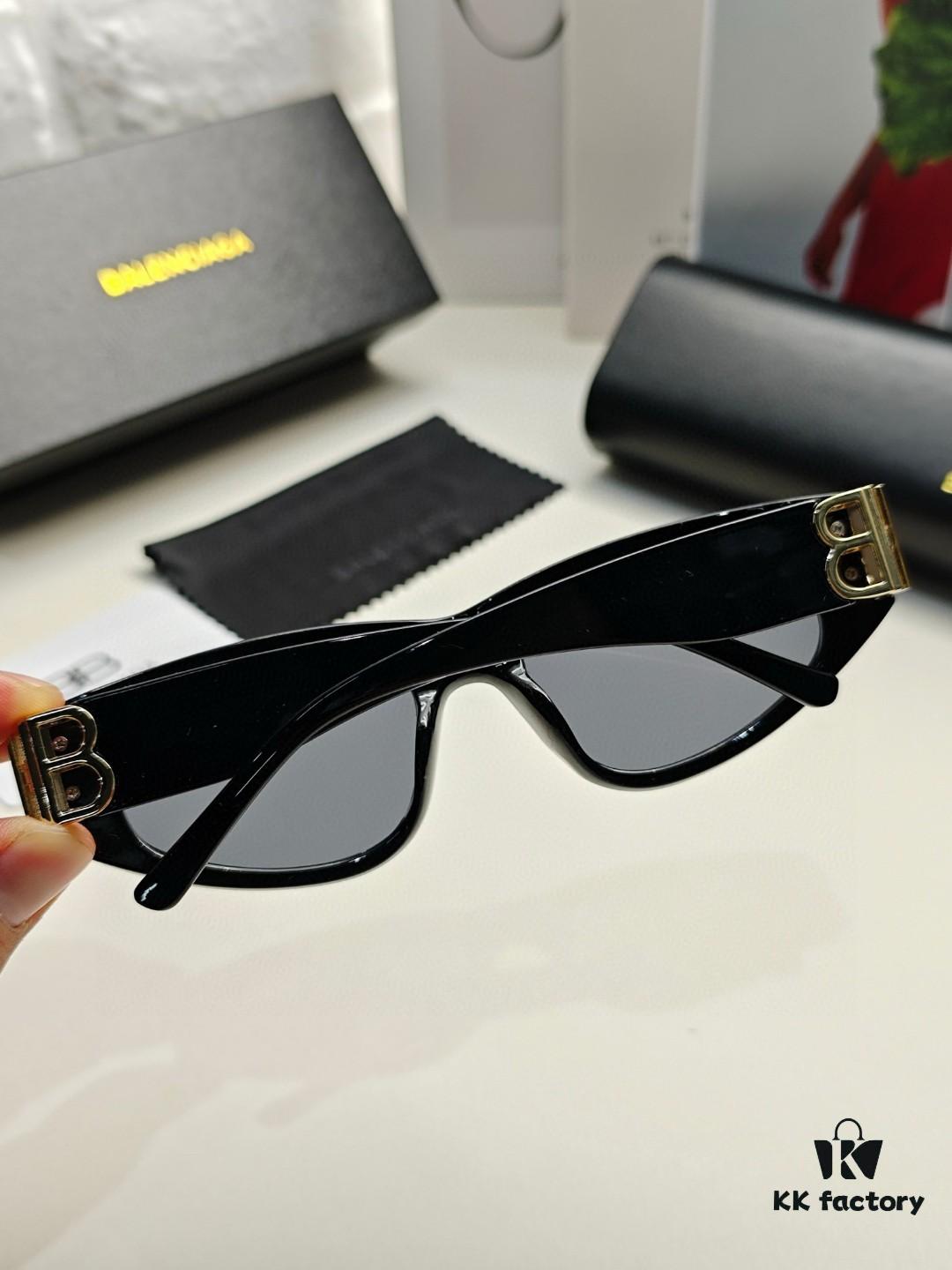 Balenciaga Black Sunglasses Double B Streetwear Women's Summer Sun Glasses Ins 2024 New Hip-Hop Retro Fashion High-End UV Protection Sunglasses