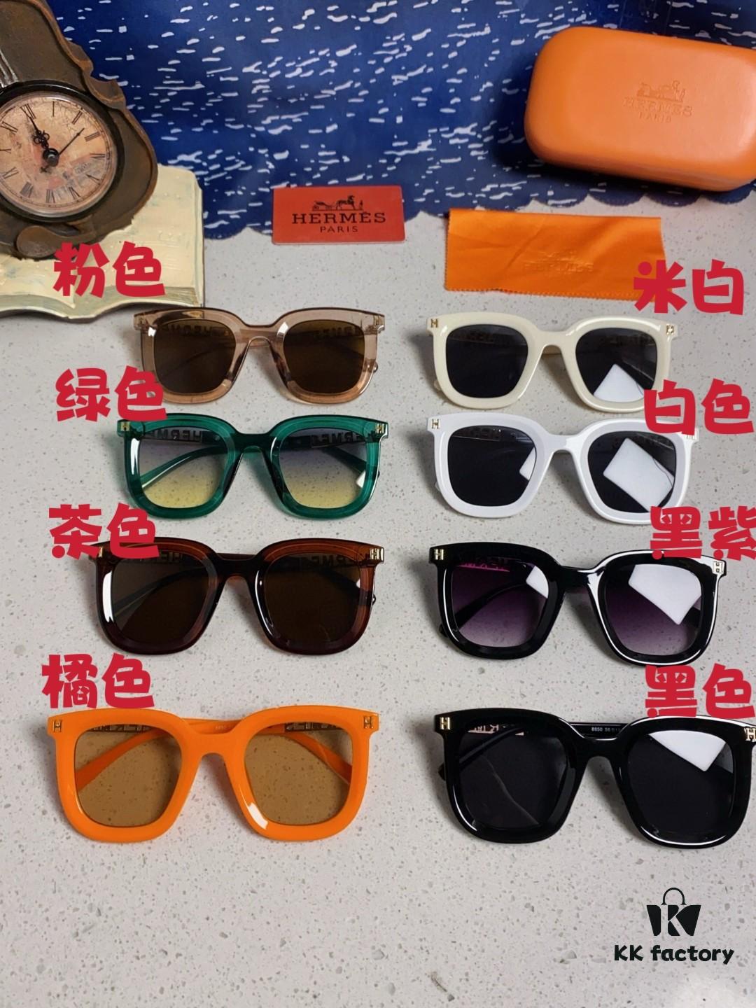 Hermes 2025 New Arrival Retro Square Unisex Sunglasses for Women, Slimming Frame for Round Faces, Fashionable Metal Hollow-out Temples, UV Protection