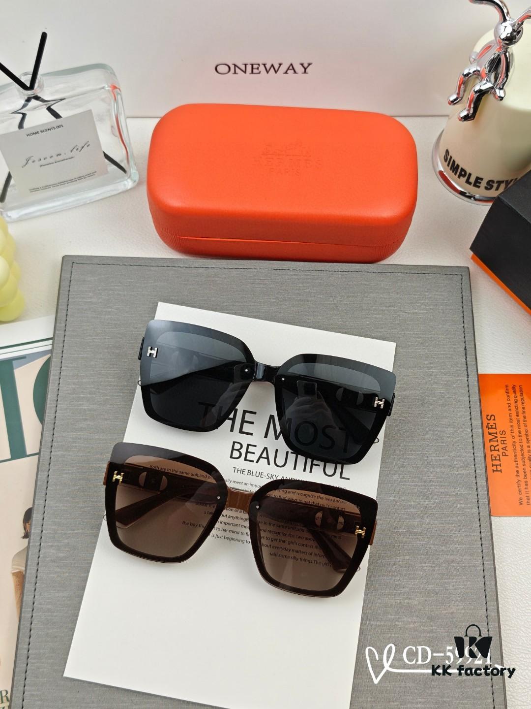 Hermès | New Model 59921 TR90 Frame Lightweight Polarized Sunglasses with Bag, Ideal for Travel and Fashion Styling