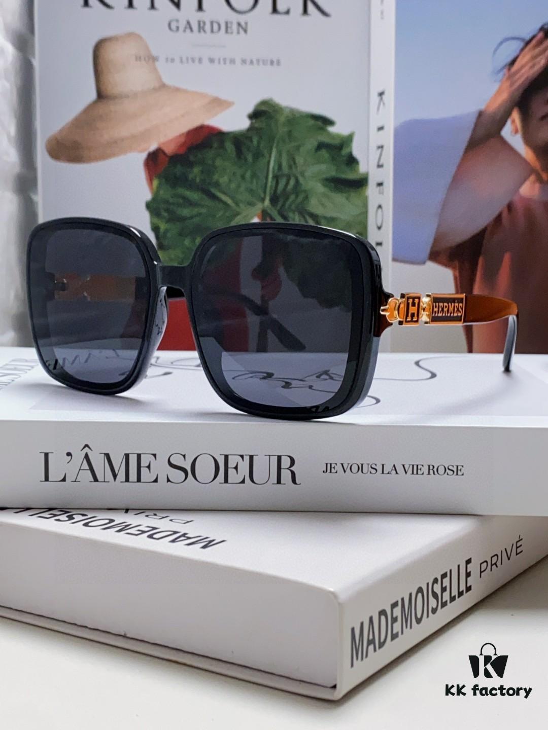 Hermes 2024 New Arrival Women's Sunglasses, Polarized Oversized Round Square UV-Protective Driving Sunglasses for Women, Face-Framing Sun Protection Eyewear