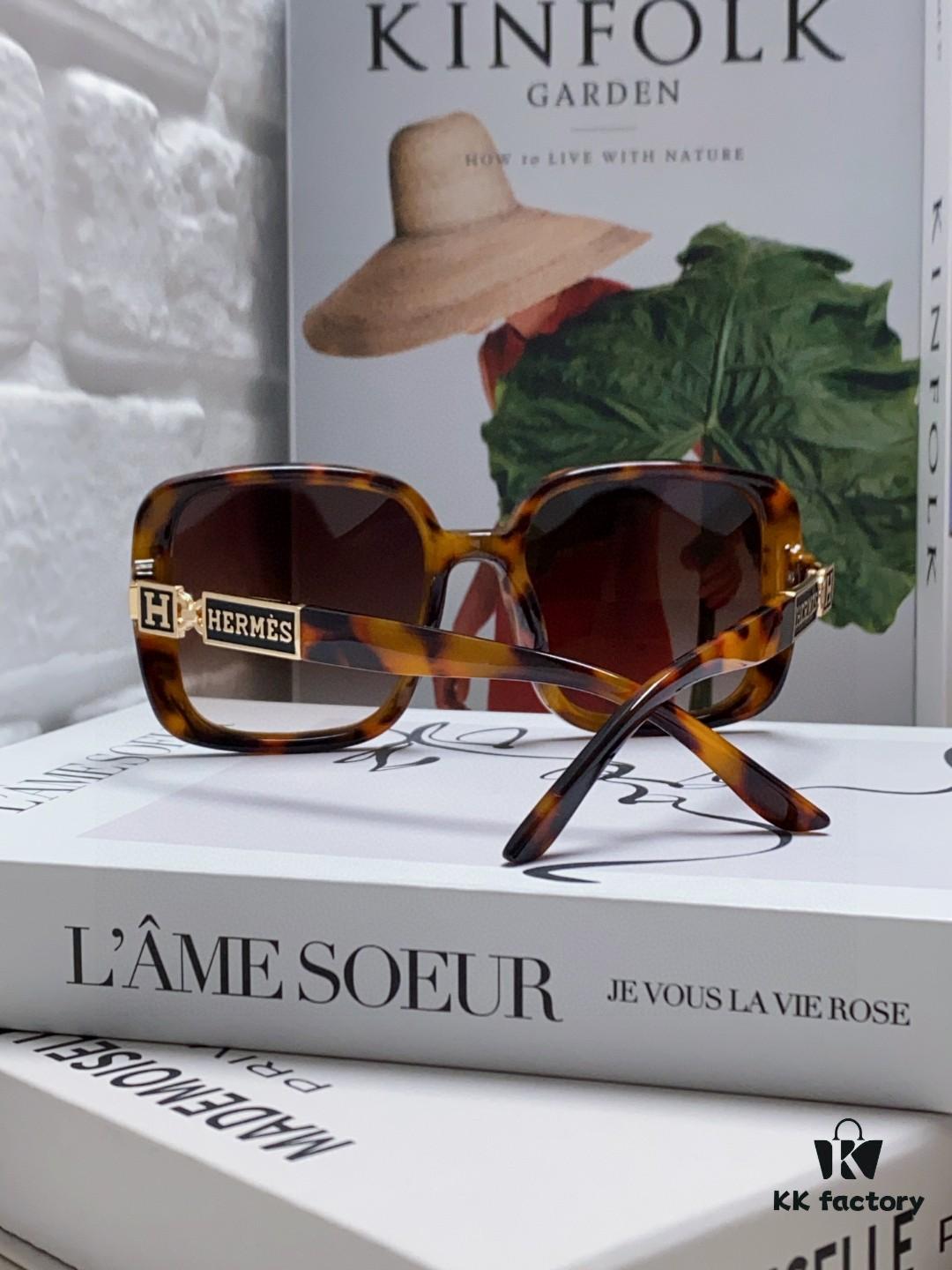 Hermes 2024 New Arrival Women's Oversized Round-Square Sunglasses with Polarized UV Protection for Driving, Face-Framing Sun Glasses