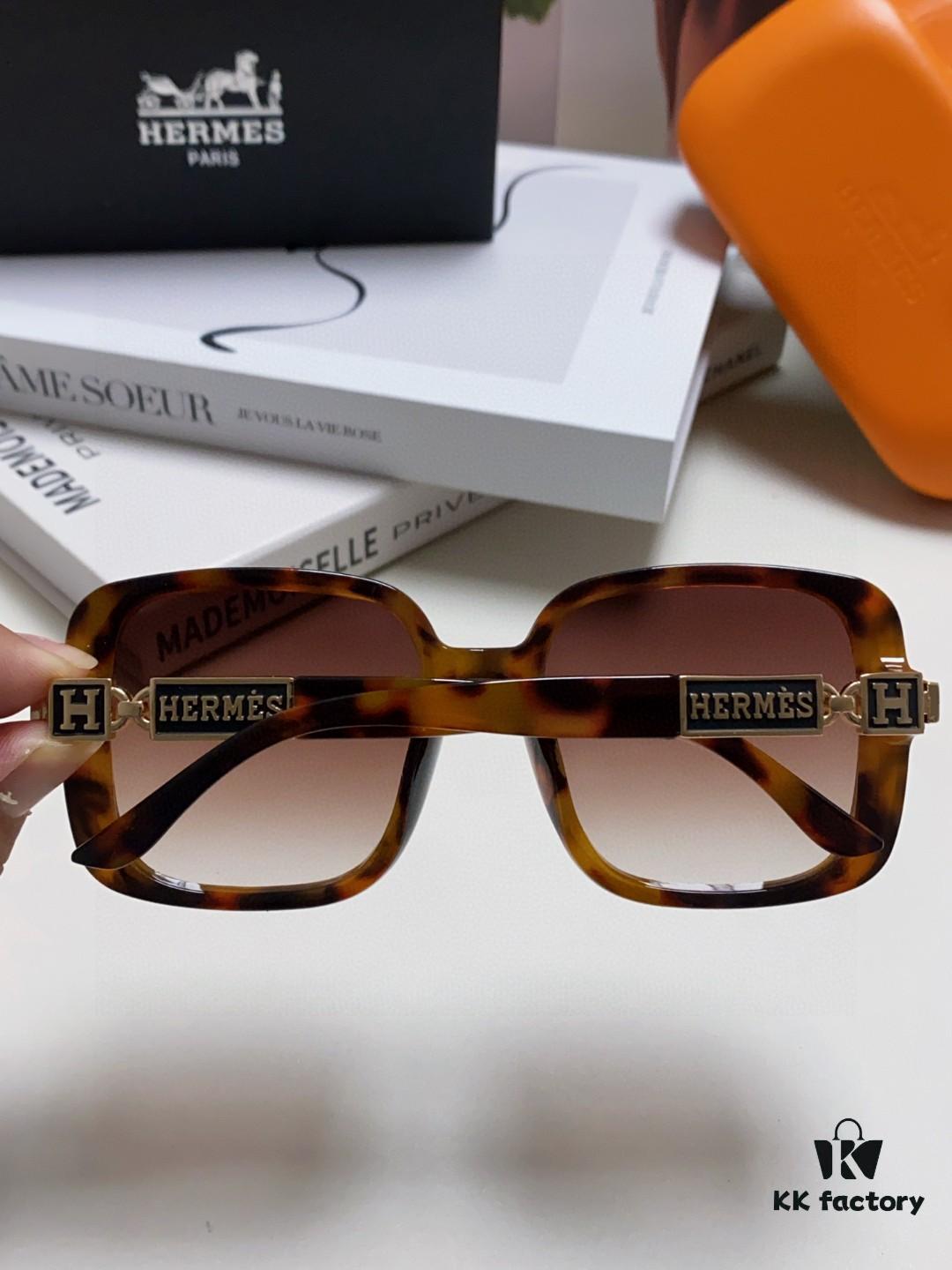 Hermes 2024 New Arrival Women's Oversized Round-Square Sunglasses with Polarized UV Protection for Driving, Face-Framing Sun Glasses