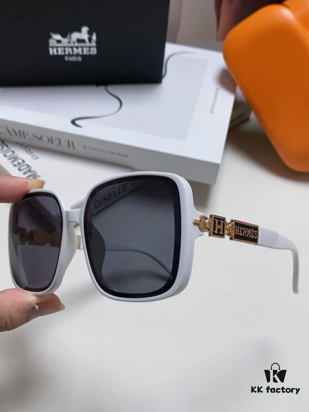 Hermes 2024 New Arrival Women's Sunglasses, Polarized Oversized Round Square UV-Protective Driving Sunglasses for Face-Framing Effect