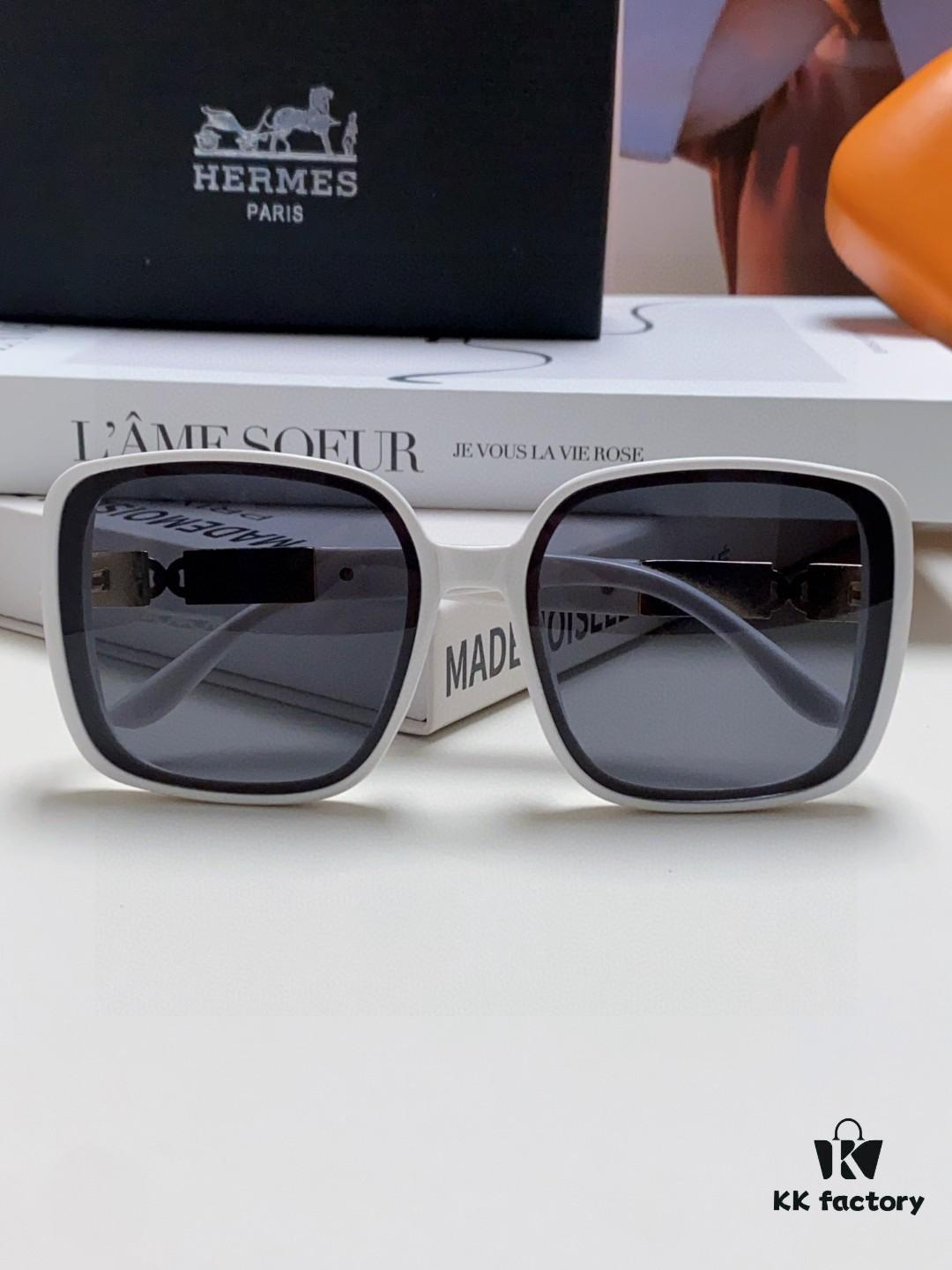 Hermes 2024 New Arrival Women's Sunglasses, Polarized Oversized Round Square UV-Protective Driving Sunglasses for Face-Framing Effect