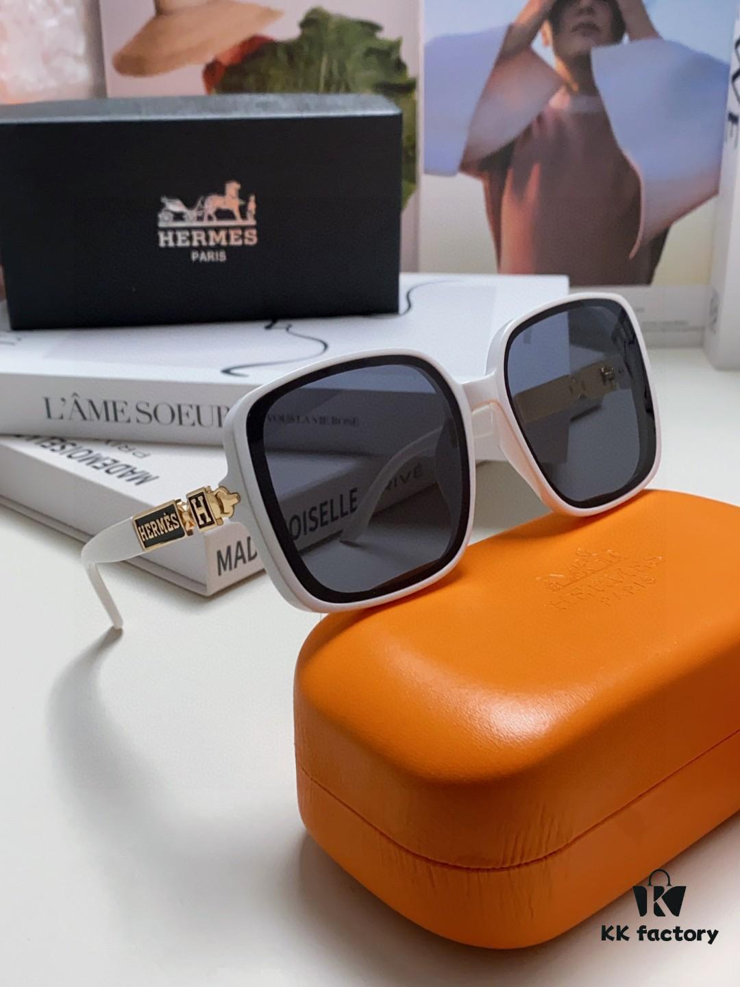 Hermes 2024 New Arrival Women's Sunglasses, Polarized Oversized Round Square UV-Protective Driving Sunglasses for Face-Framing Effect