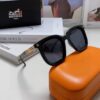 Hermes 2025 New Arrival Retro Square Unisex Sunglasses for Women, Slimming Design for Round Faces, Fashionable Influencer-Style Sunglasses with Metal Cut-Out Temples, UV-Protective Eyewear