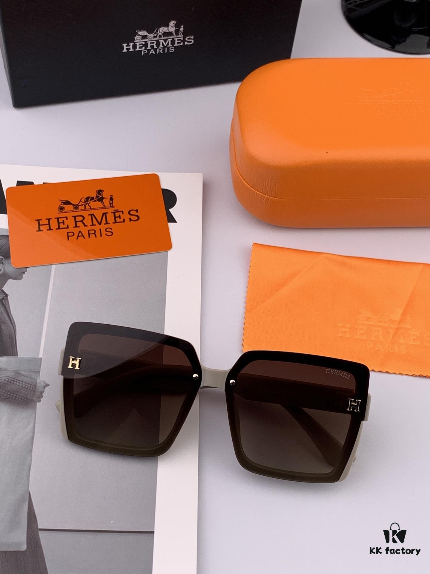 HERMES Spring 2025 New Arrival Original Luxury Square Sunglasses - High-Quality Designer Shades with Iconic Logo