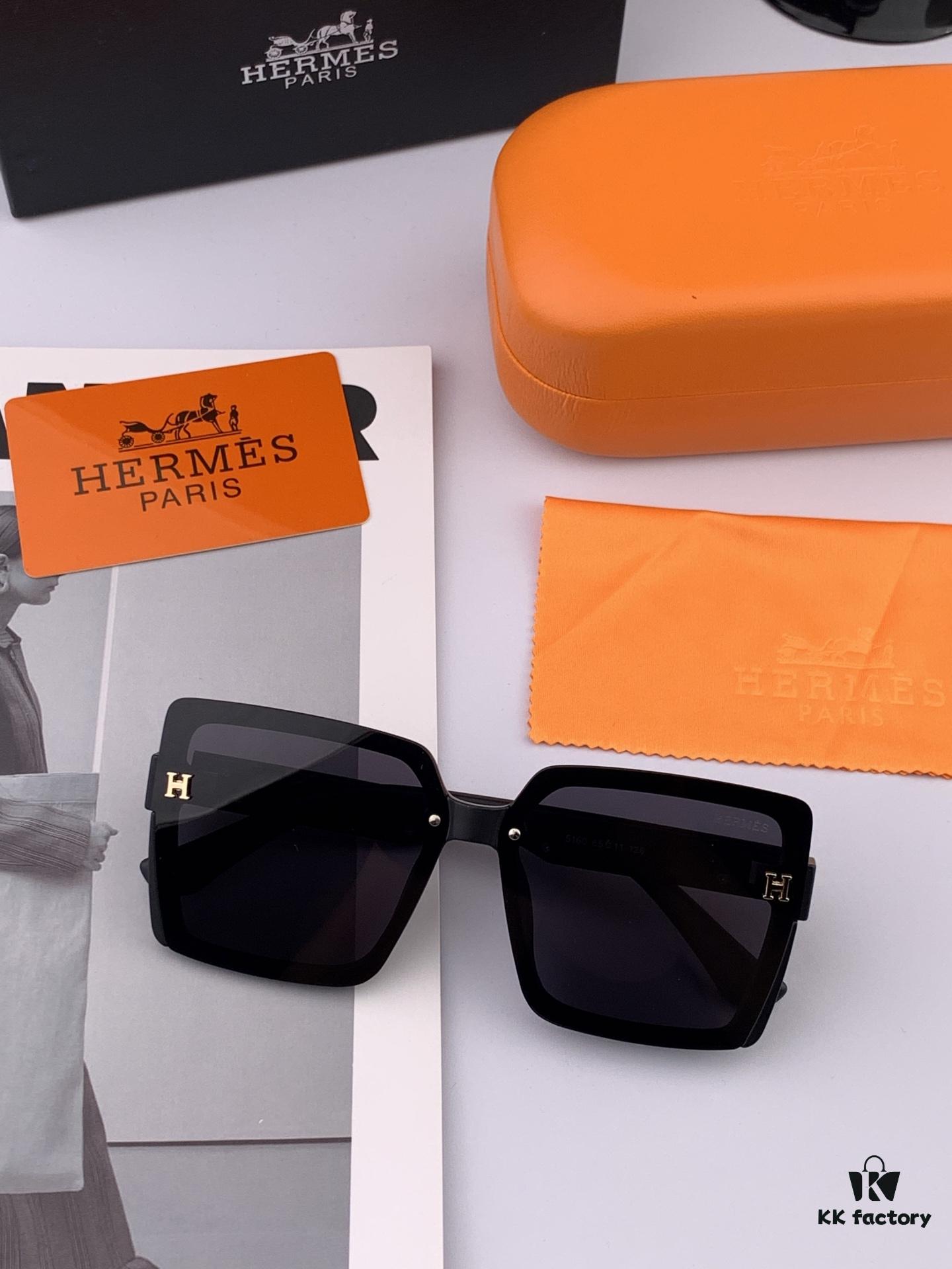 HERMES Spring 2025 New Arrival Original Luxury Square Sunglasses - High-Quality Designer Shades with Iconic Logo