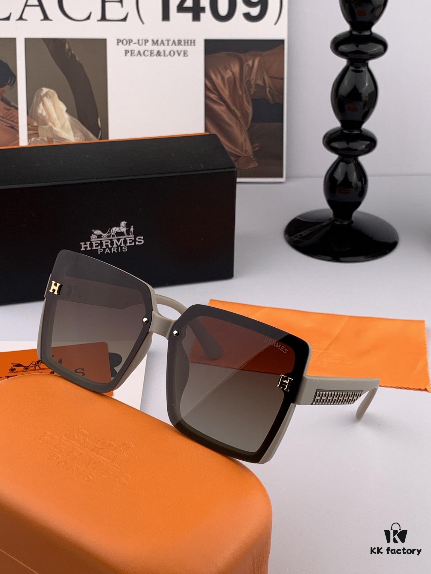 HERMES Spring 2025 New Arrival Original Luxury Square Sunglasses - High-Quality Designer Shades with Iconic Logo