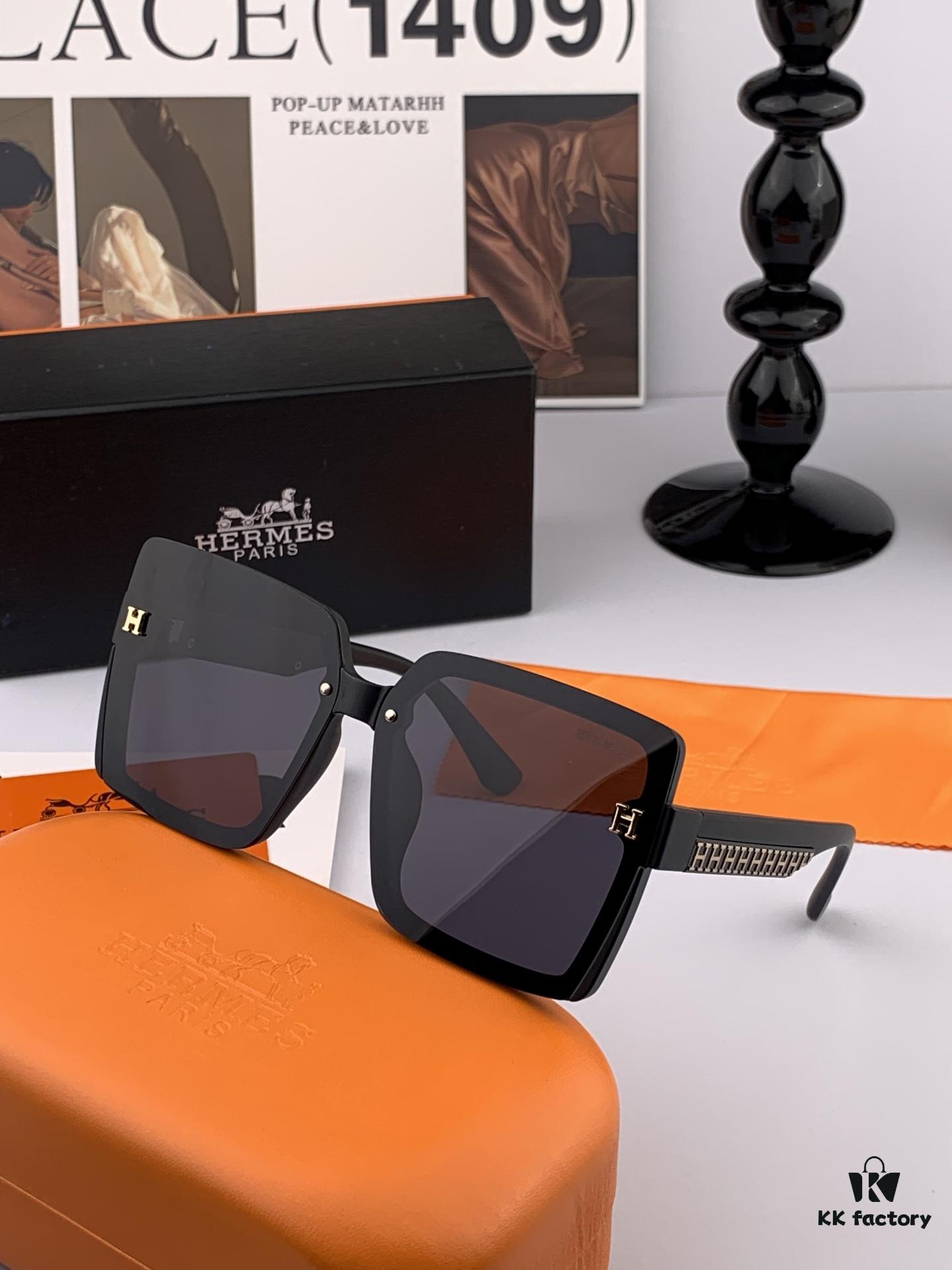 HERMES Spring 2025 New Arrival Original Luxury Square Sunglasses - High-Quality Designer Shades with Iconic Logo