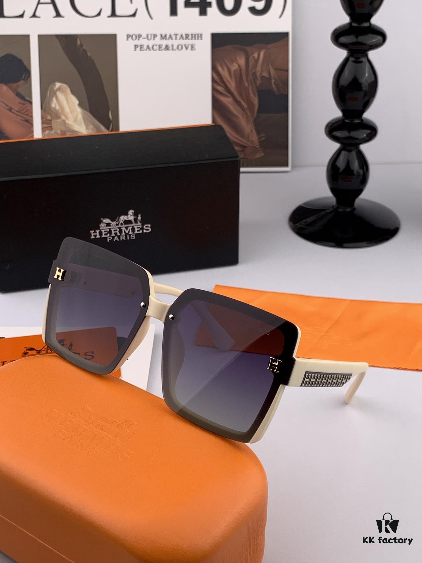 HERMES Spring 2025 New Arrival Original Luxury Square Sunglasses - High-Quality Designer Shades with Iconic Logo