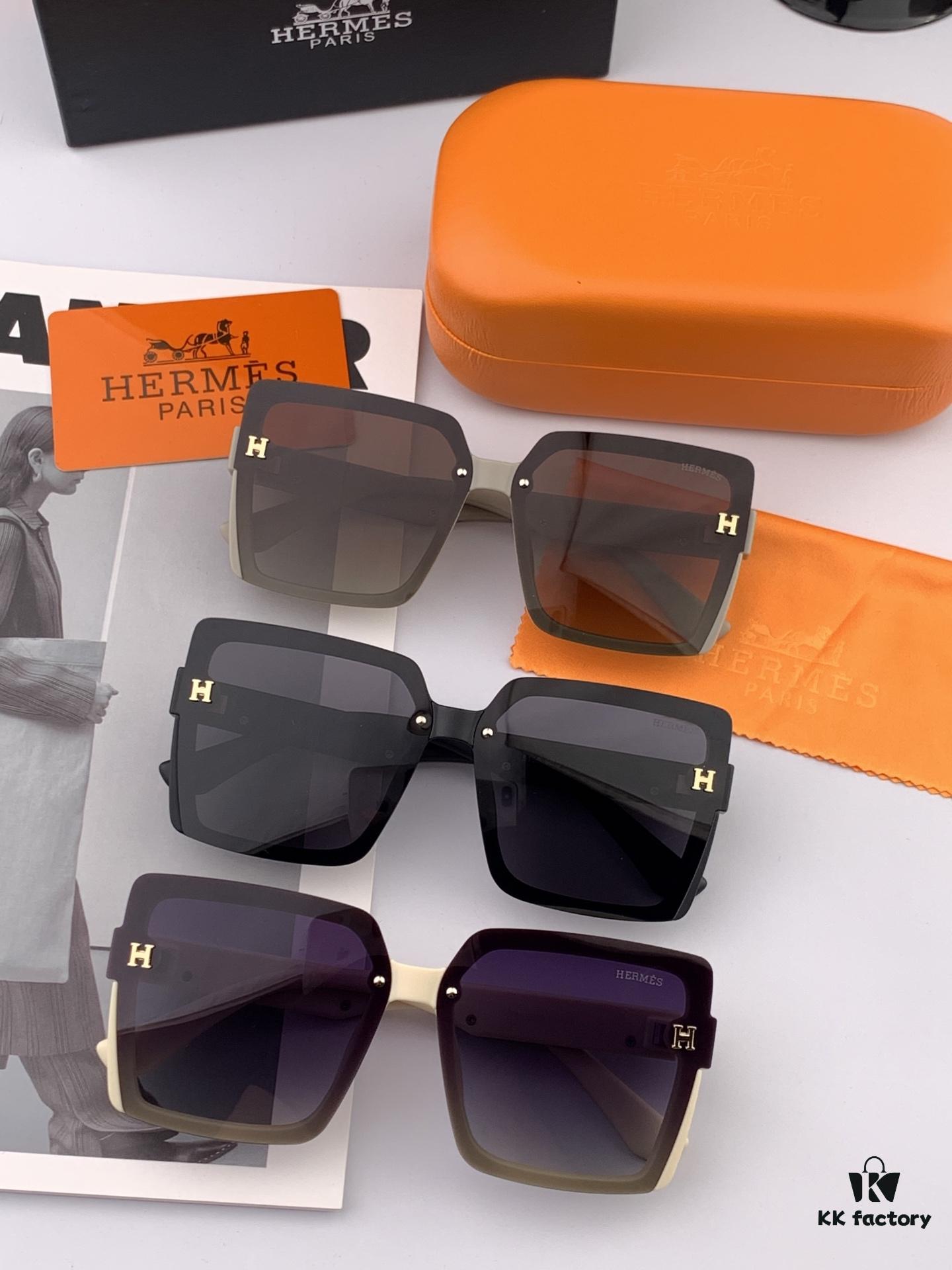 HERMES Spring 2025 New Arrival Original Luxury Square Sunglasses - High-Quality Designer Shades with Iconic Logo