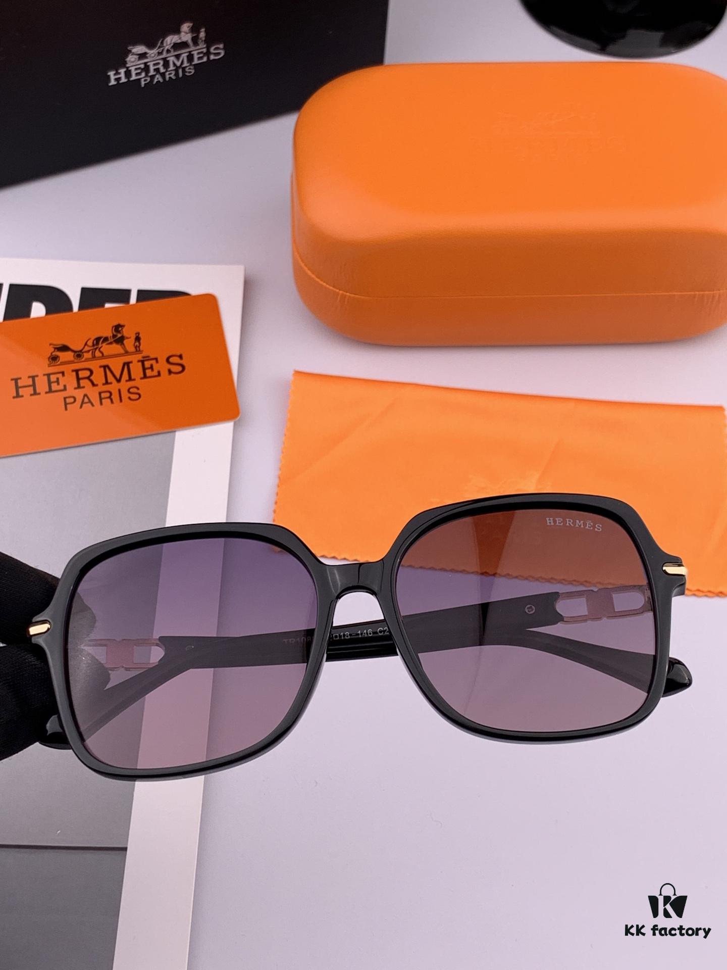 HERMES 2025 Spring New Arrival Original Release Famous Internet Sensation Ultra Popular Blue Classic Luxury Square Sunglasses