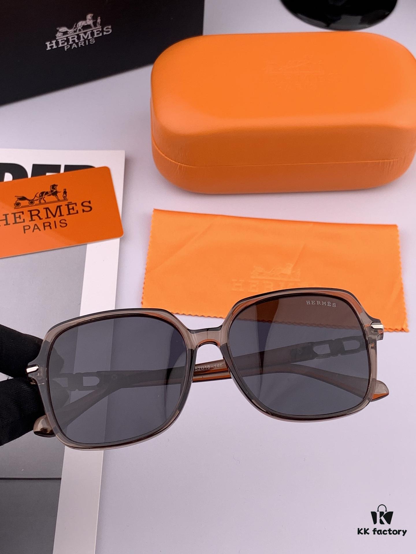 HERMES 2025 Spring New Arrival Original Release Famous Internet Sensation Ultra Popular Blue Classic Luxury Square Sunglasses