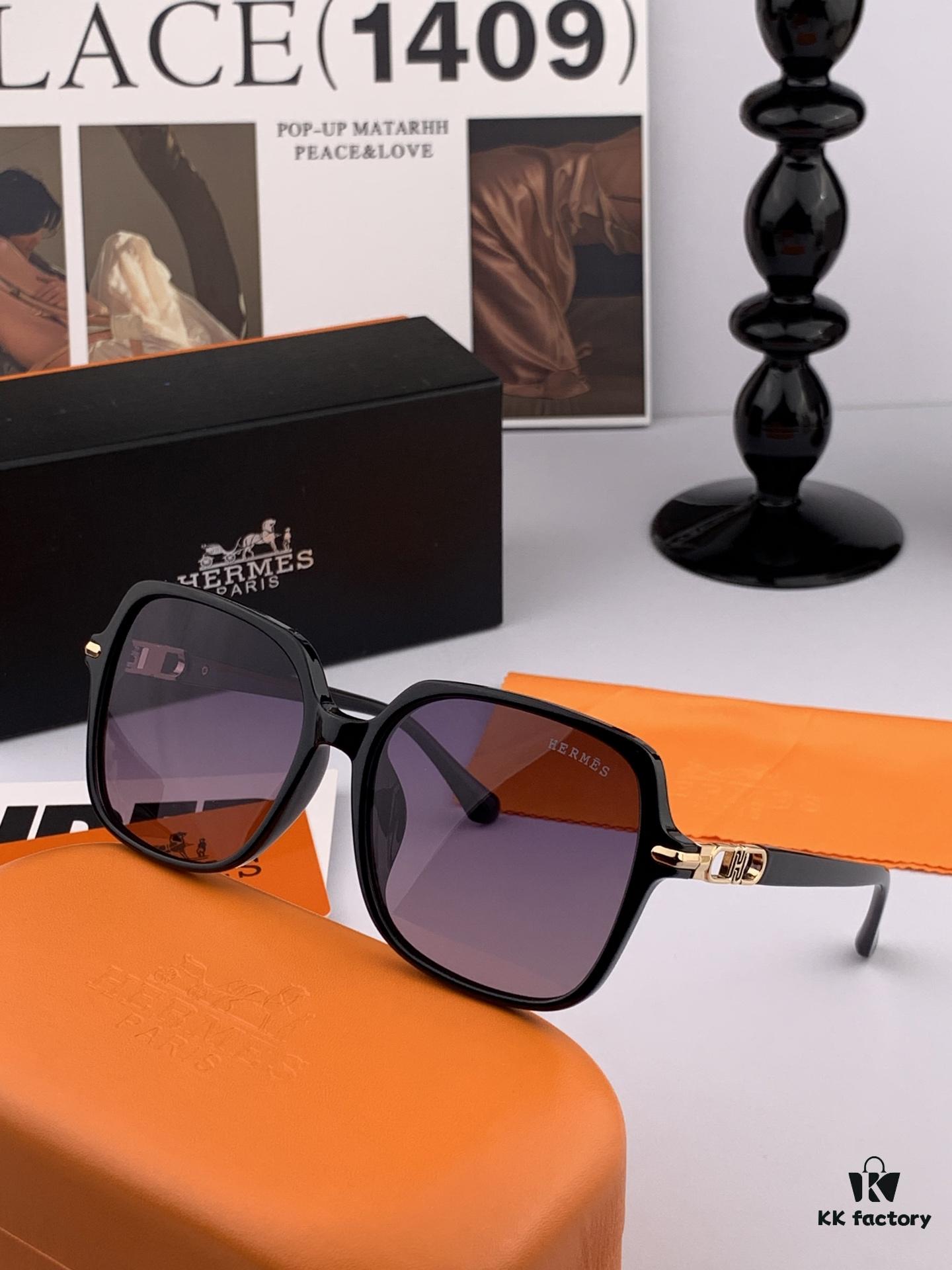 HERMES 2025 Spring New Arrival Original Release Famous Internet Sensation Ultra Popular Blue Classic Luxury Square Sunglasses