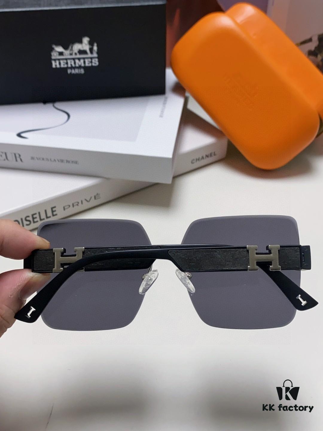 Hermes 2025 New Unisex Frameless Square Sunglasses UV Protection Stylish Beach Sun Glasses for Driving Face-Framing Sunblock Eyewear