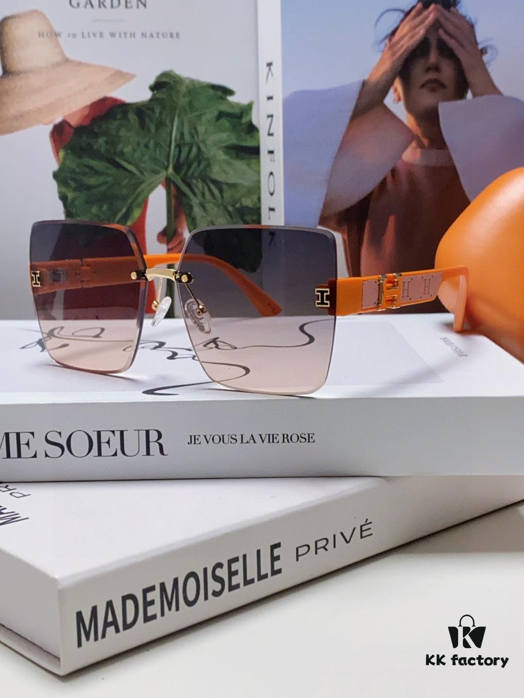 Hermes 2025 New Arrival Frameless Square Sunglasses, UV Protection Beach Sun Glasses with Premium Look, Slimming Effect, Unisex for Driving and Outdoor Use