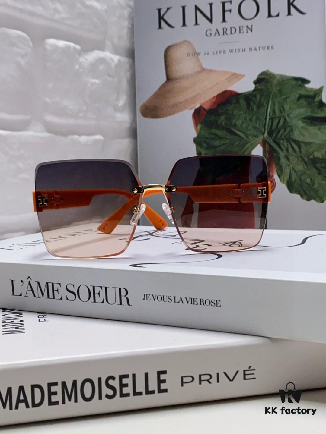 Hermes 2025 New Arrival Frameless Square Sunglasses, UV Protection Beach Sun Glasses with Premium Look, Slimming Effect, Unisex for Driving and Outdoor Use