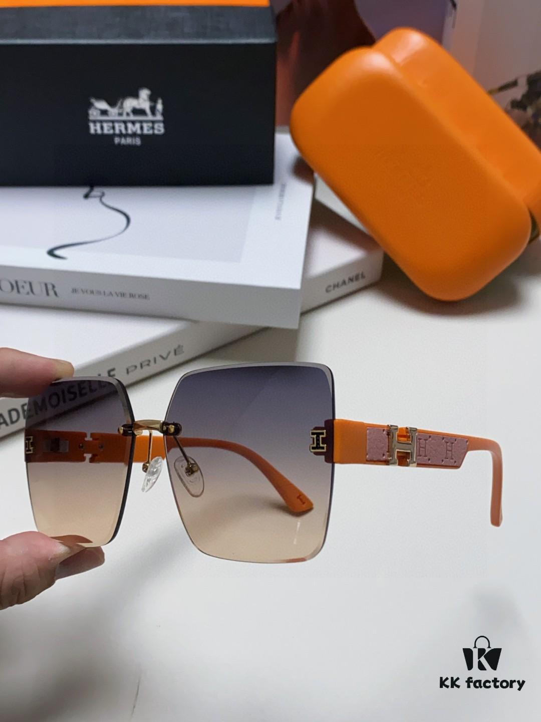 Hermes 2025 New Arrival Frameless Square Sunglasses, UV Protection Beach Sun Glasses with Premium Look, Slimming Effect, Unisex for Driving and Outdoor Use