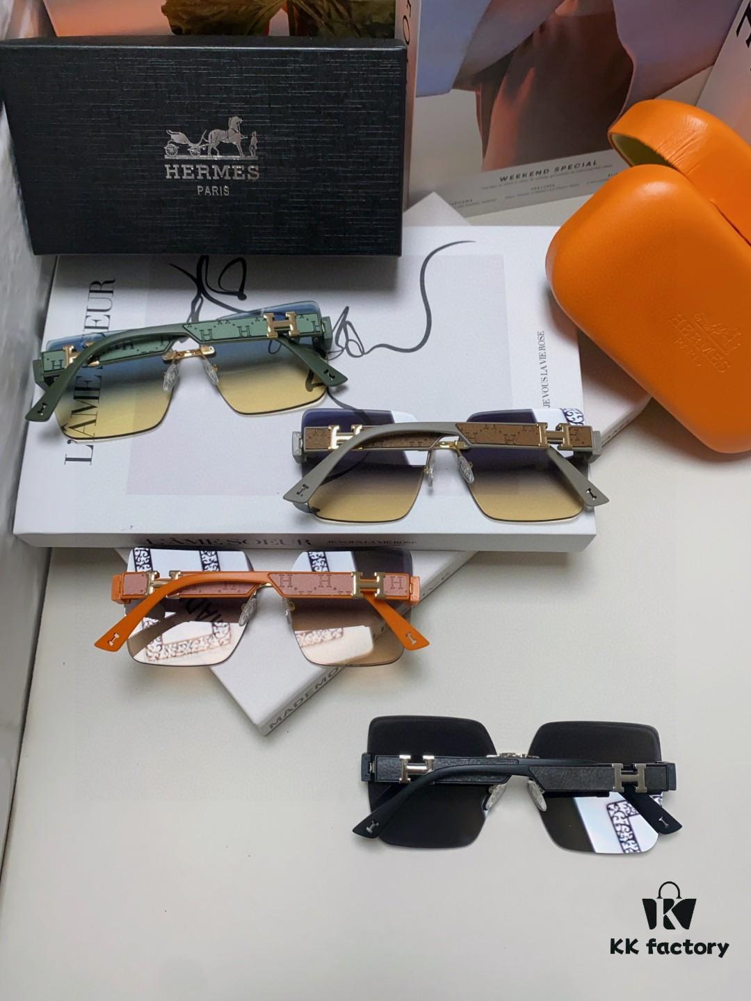 Hermes 2025 New Arrival Frameless Square Sunglasses, UV Protection Beach Sun Glasses with Premium Look, Slimming Effect, Unisex for Driving and Outdoor Use