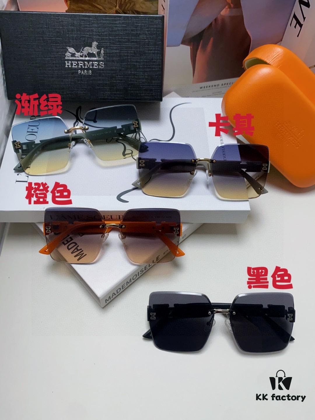 Hermes 2025 New Arrival Frameless Square Sunglasses, UV Protection Beach Sun Glasses with Slimming Effect, Stylish Unisex Driving Shades