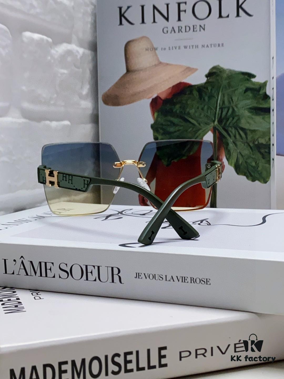 Hermes 2025 New Arrival Frameless Square Sunglasses, UV Protection Beach Sun Glasses with Premium Look, Slimming Effect, Unisex for Driving and Outdoor Use