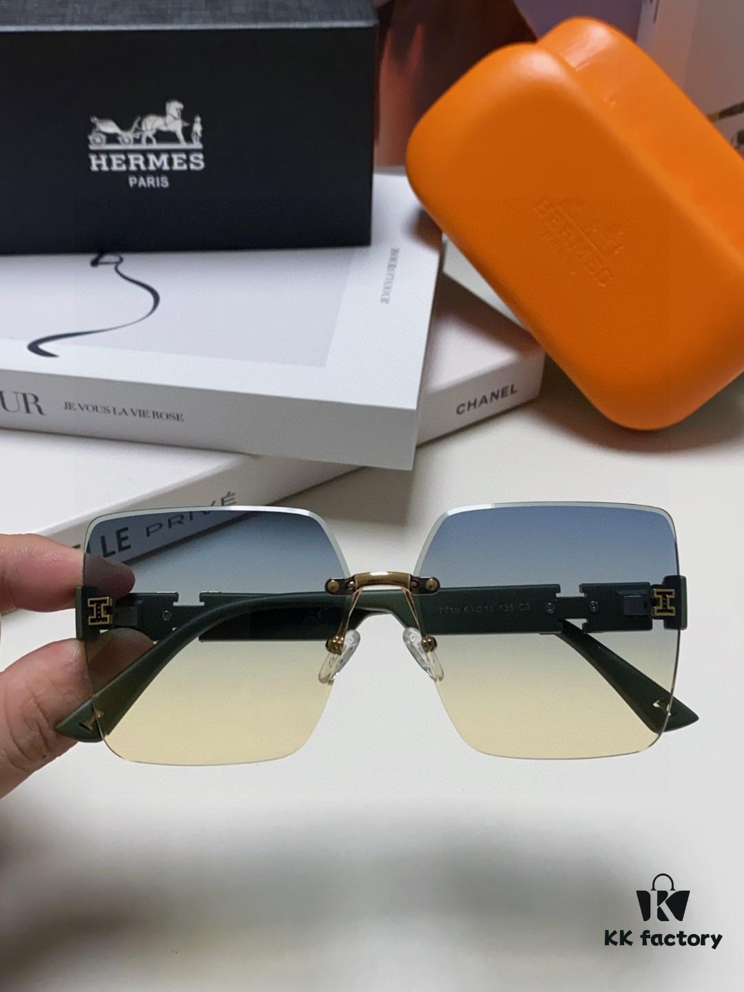 Hermes 2025 New Arrival Frameless Square Sunglasses, UV Protection Beach Sun Glasses with Premium Look, Slimming Effect, Unisex for Driving and Outdoor Use