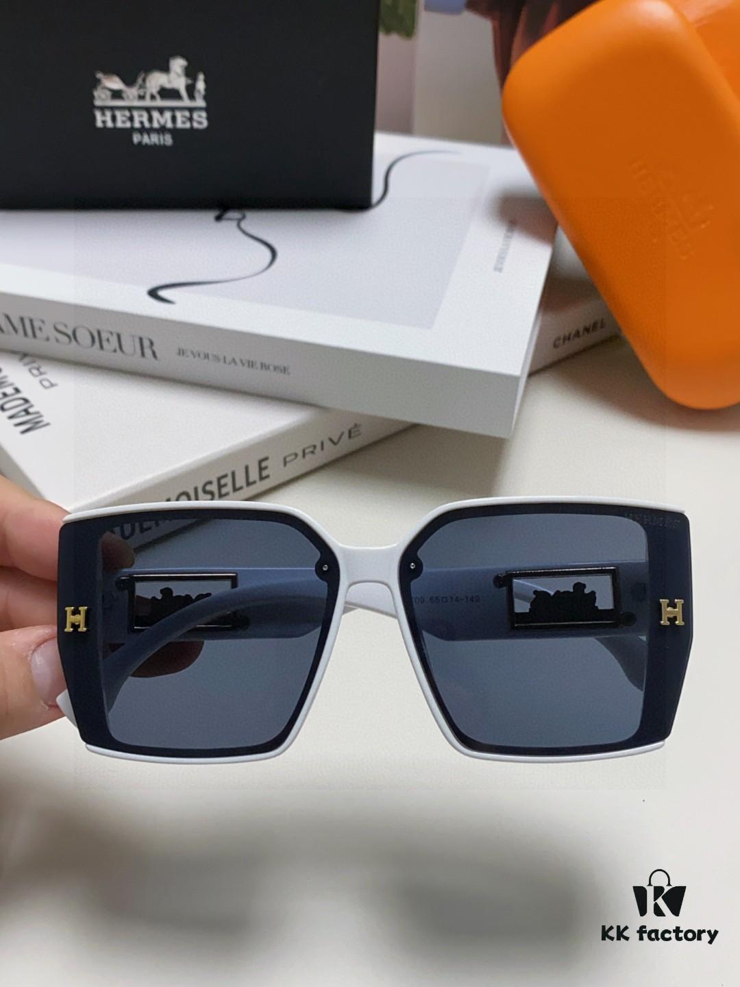 Hermes 2025 New Polarized Sunglasses for Women, Fashionable Oversized Frame Sunglasses that Slim the Face, UV Protection, Casual and Versatile Stylish Shades