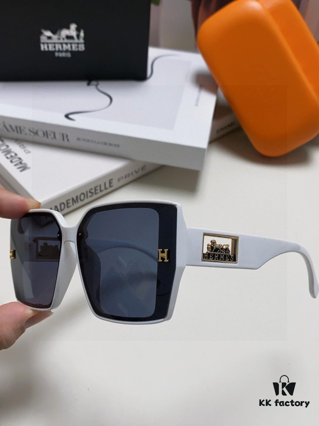 Hermes 2025 New Polarized Sunglasses for Women, Fashionable Oversized Frame Sunglasses that Slim the Face, UV Protection, Casual and Versatile Stylish Shades