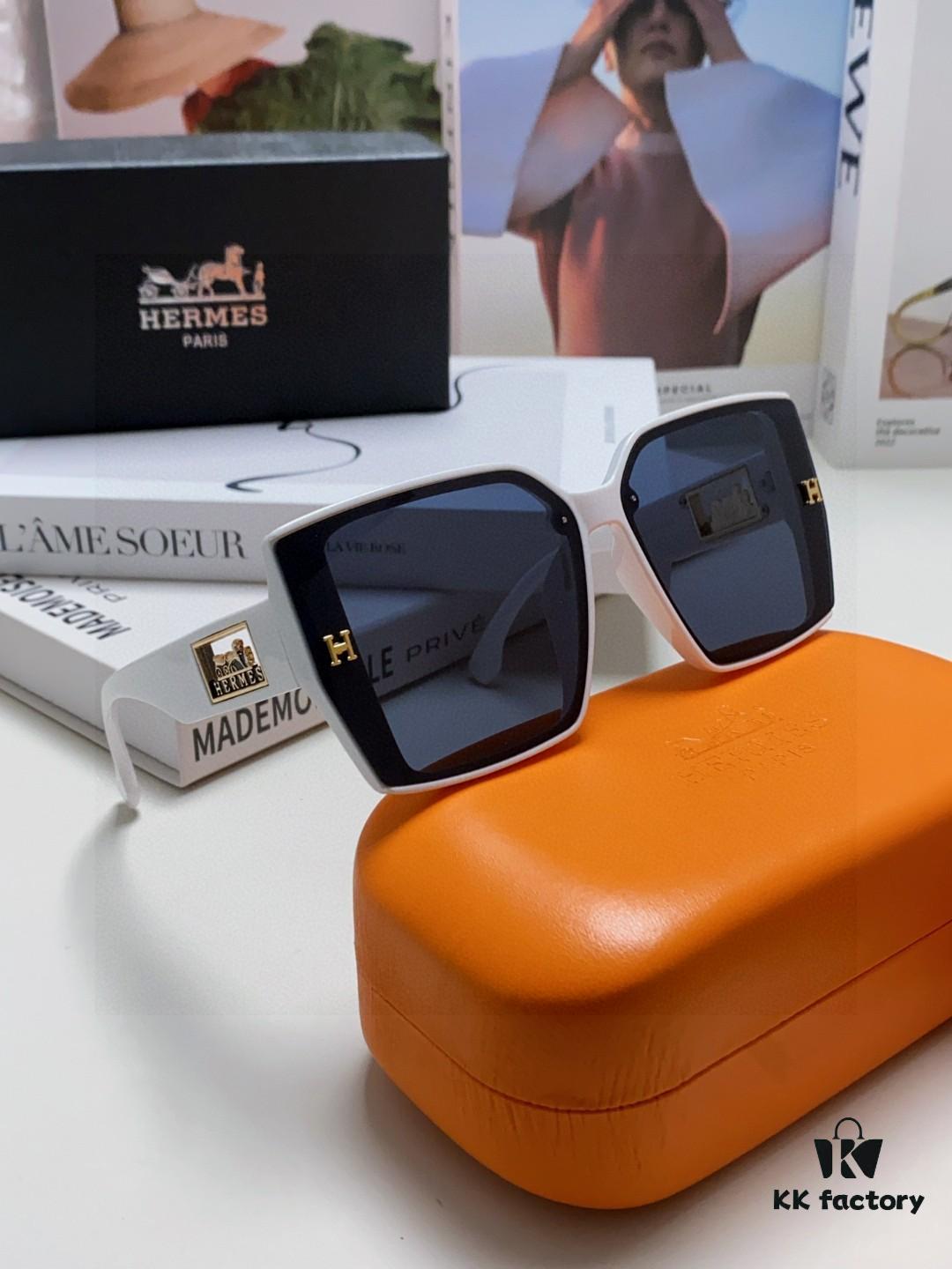 Hermes 2025 New Polarized Sunglasses for Women, Fashionable Oversized Frame Sunglasses that Slim the Face, UV Protection, Casual and Versatile Stylish Shades