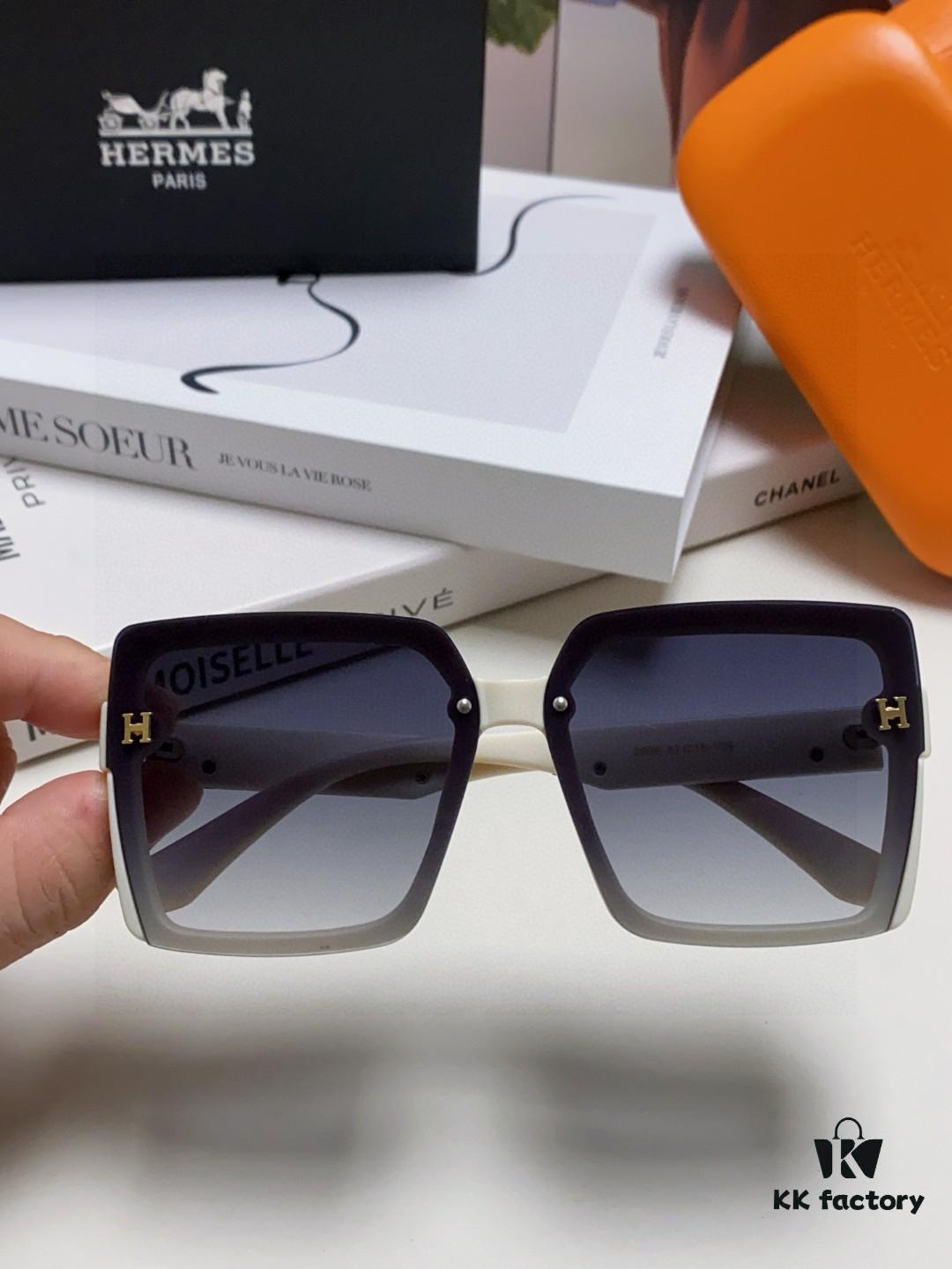 Hermes 2025 New Arrival Korean-Style Square Women's Sunglasses, Retro Fashion Minimalist Polarized Sunglasses, Unisex Eyewear