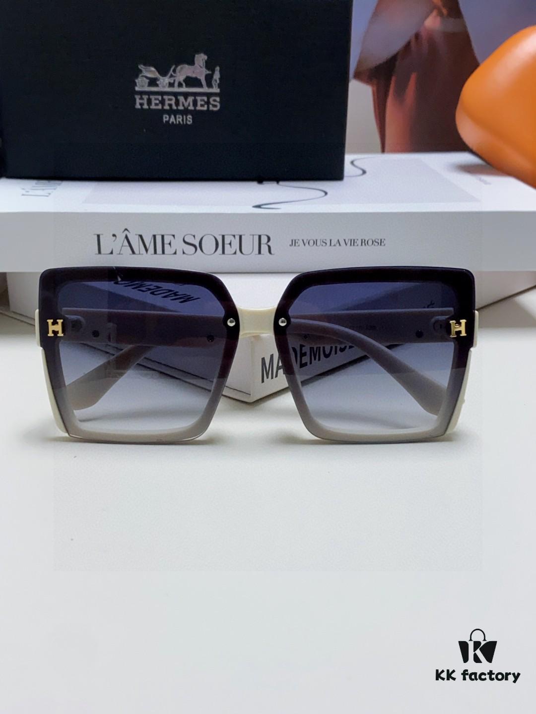 Hermes 2025 New Arrival Korean-Style Square Women's Sunglasses, Retro Fashion Minimalist Polarized Sunglasses, Unisex Eyewear