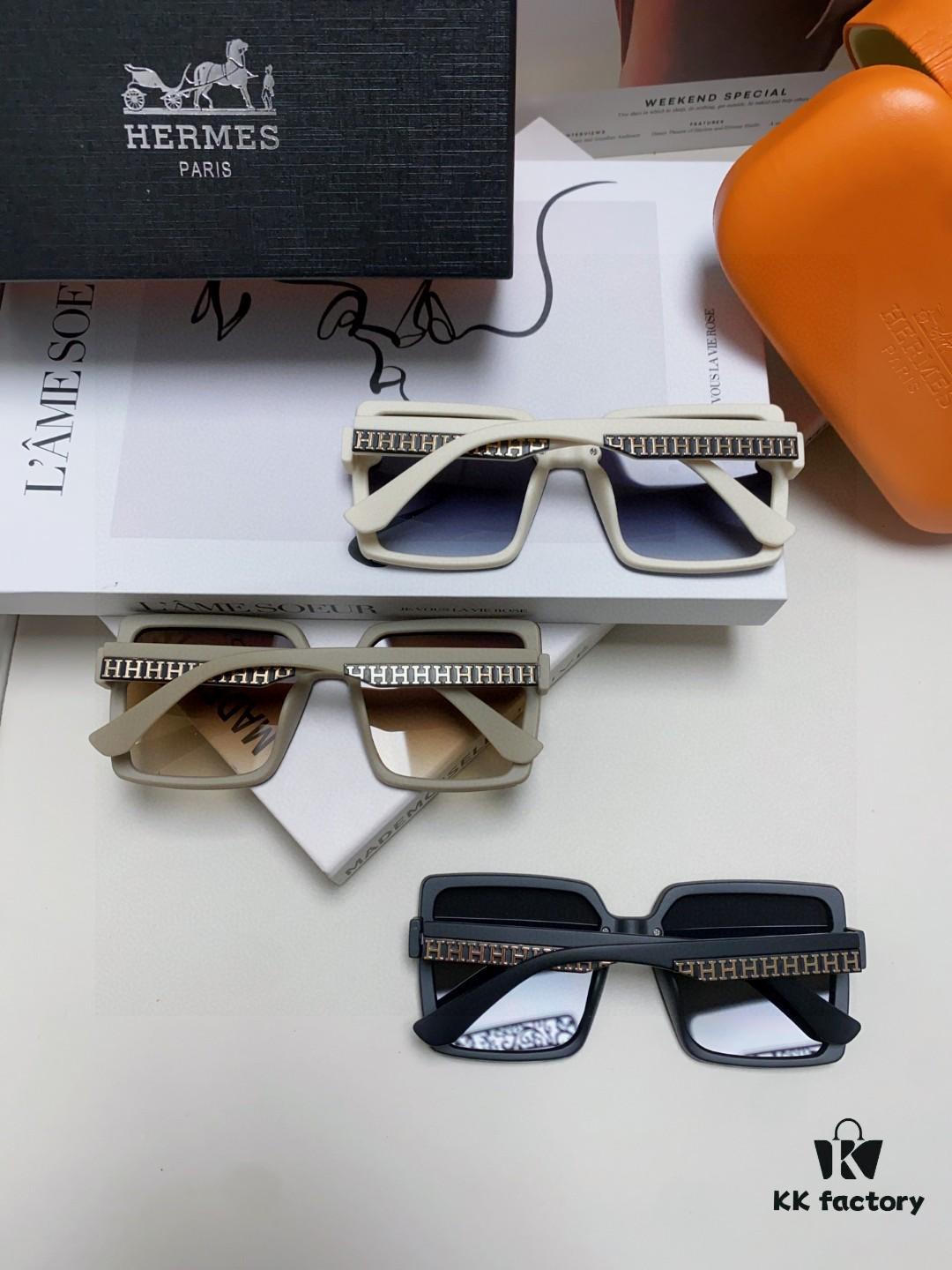 Hermes 2025 New Arrival Korean-Style Square Women's Sunglasses, Retro Fashion Minimalist Polarized Sunglasses, Unisex Eyewear