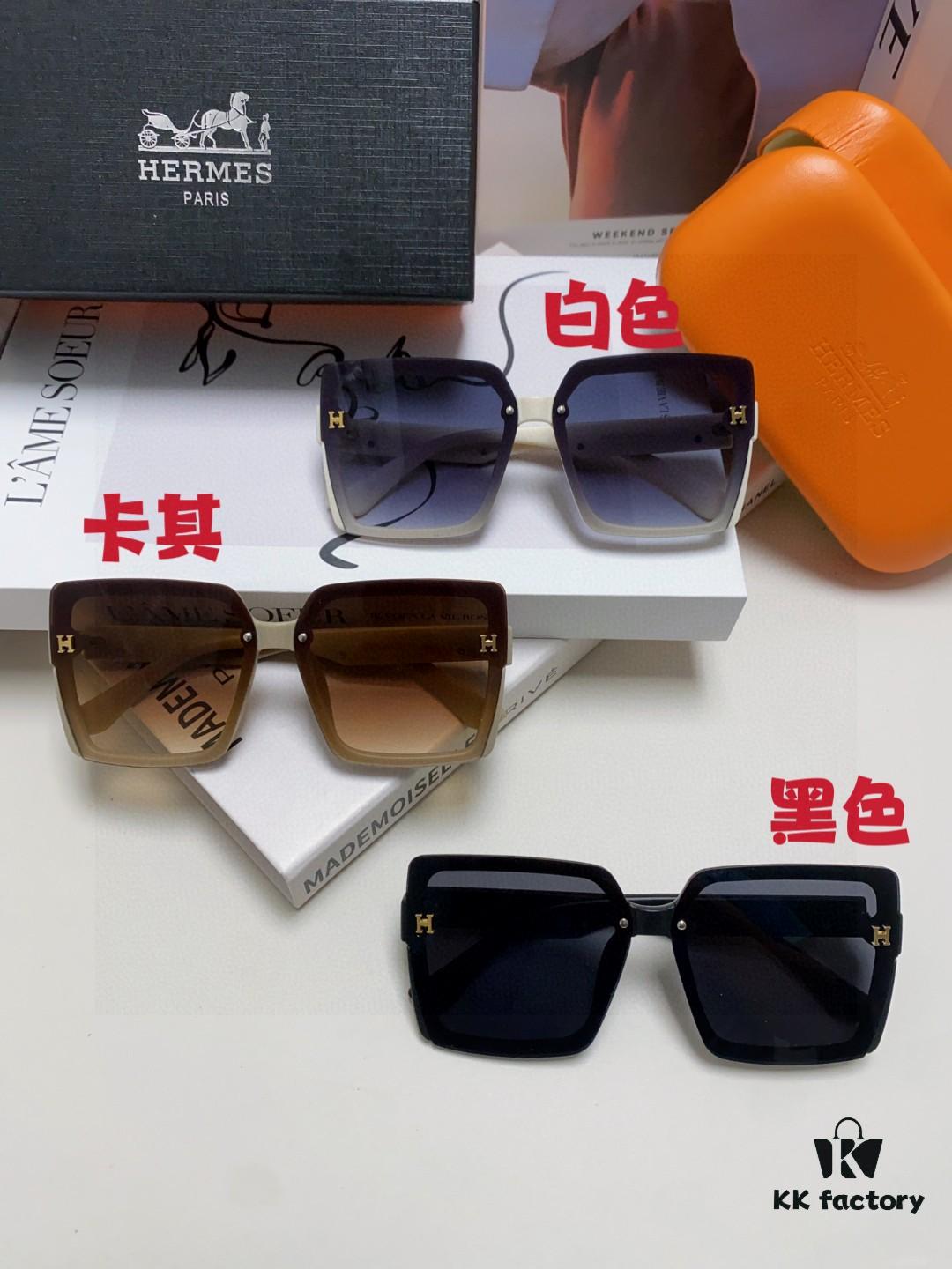 Hermes 2025 New Arrival Korean-Style Square Women's Sunglasses, Retro Fashion Minimalist Polarized Sunglasses, Unisex Eyewear