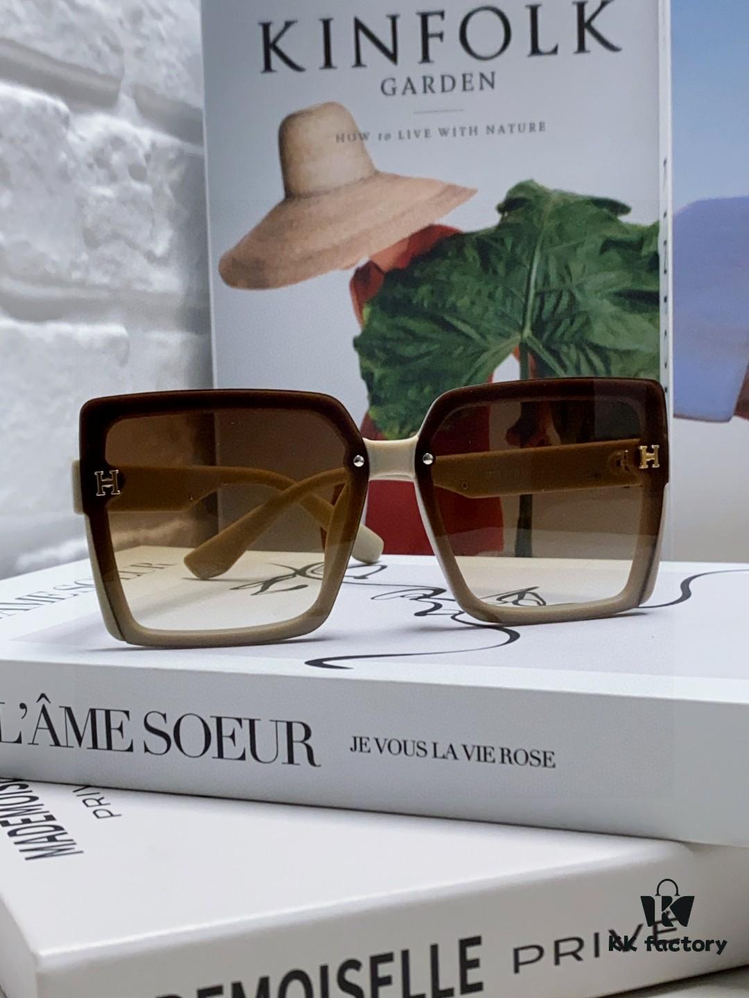 Hermes 2025 New Korean-Style Square Women's Sunglasses, Retro Fashion Minimalist Polarized Sunglasses, Unisex Sun Glasses