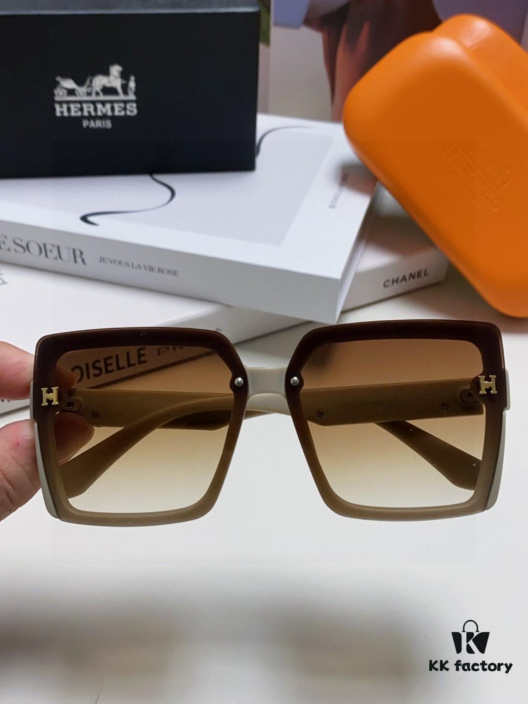 Hermes 2025 New Korean-Style Square Women's Sunglasses, Retro Fashion Minimalist Polarized Sunglasses, Unisex Sun Glasses