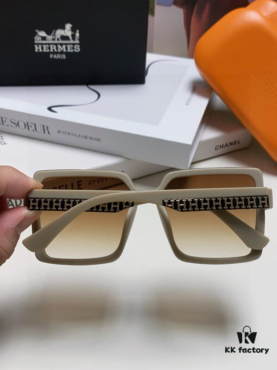 Hermes 2025 New Korean-Style Square Women's Sunglasses, Retro Fashion Minimalist Polarized Sunglasses, Unisex Sun Glasses