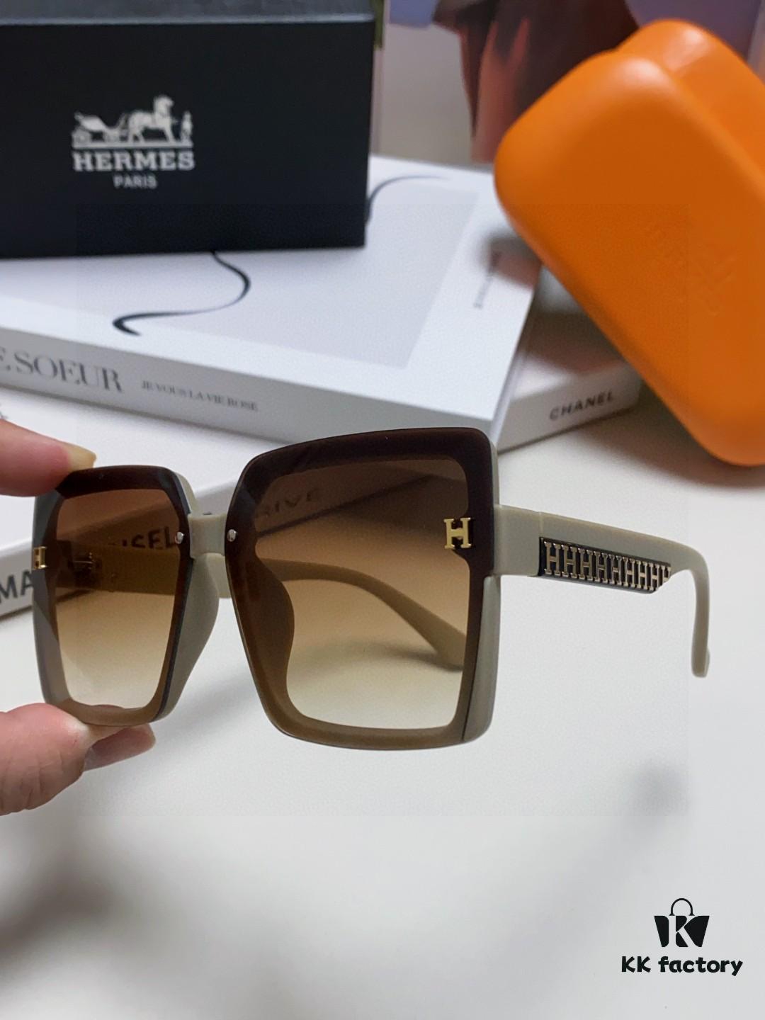 Hermes 2025 New Korean-Style Square Women's Sunglasses, Retro Fashion Minimalist Polarized Sunglasses, Unisex Sun Glasses