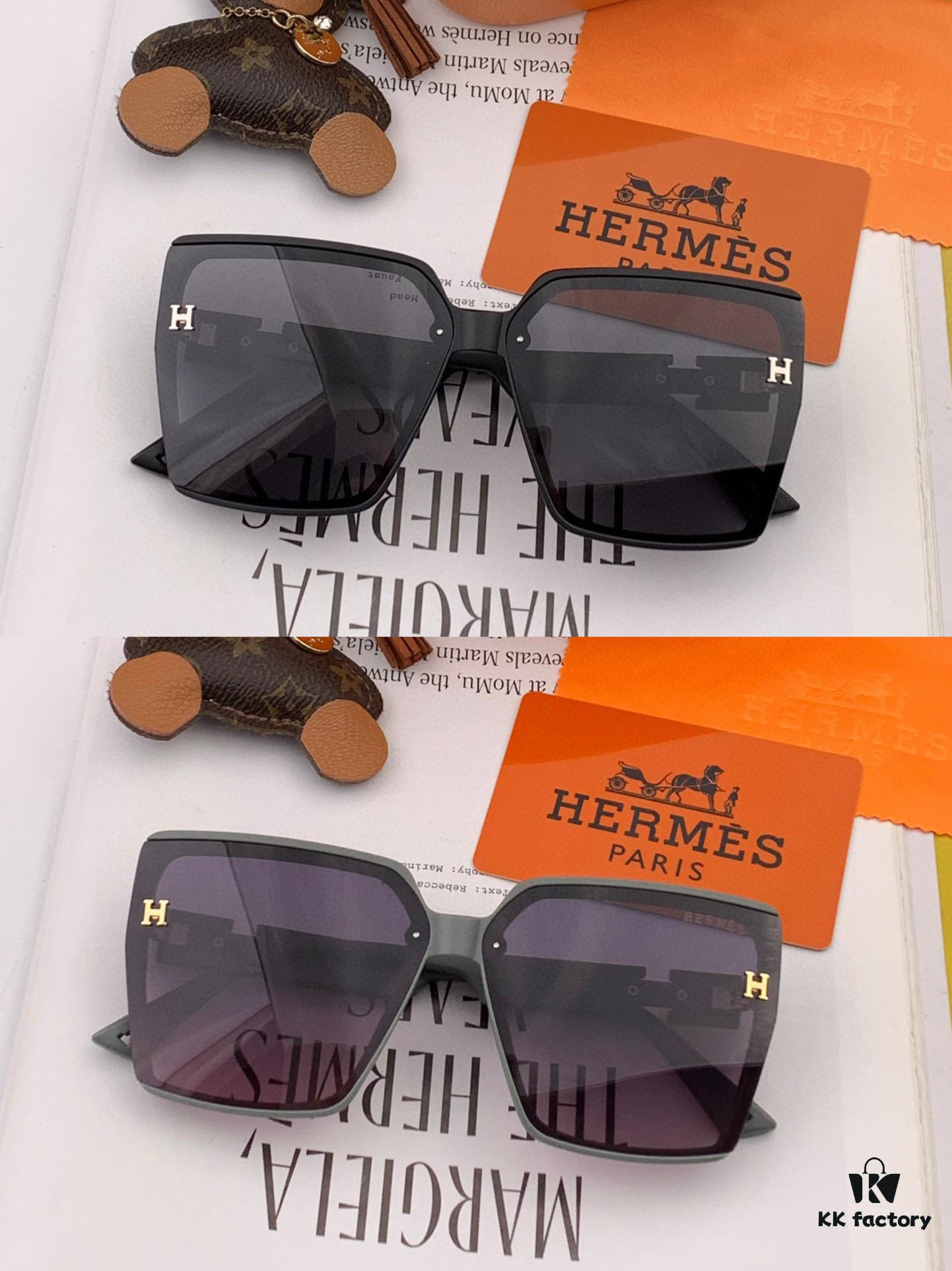 HERMES 2025 Spring New Arrival Original Release Internet-Famous Ultra-Hot Classic Luxury Square Sunglasses
