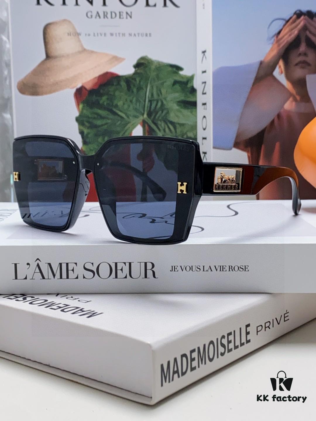 Hermes 2024 New Polarized Sunglasses for Women, Fashionable Oversized Frame Sunglasses That Flatter Facial Features, UV-Protective, Versatile and Stylish